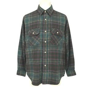 Vtg NEW Five Brother Flannel Shirt Mens Size L Blue Plaid USA Cone Fabric - CJ